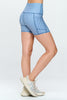 Mia Shorts - Navy Gingham w Pockets 5" (High-Waist)