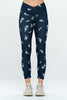 Cristina - Navy Raining Daisies Cross Over 7/8 Legging (High-Waist)**Sale**