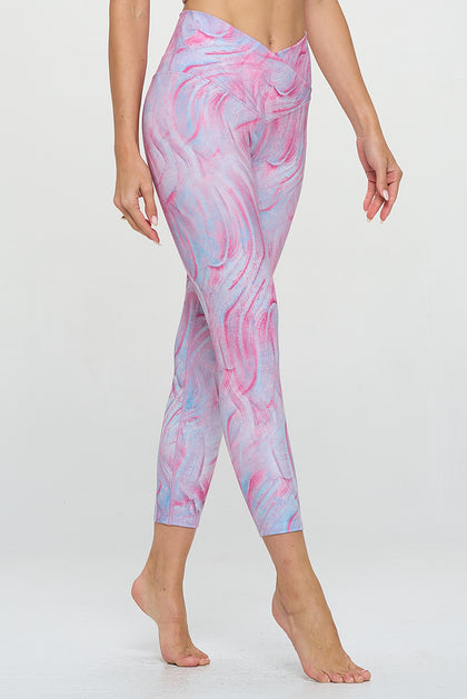 Kate - Peacock Tie Dye - Cross Over - Capri Legging (High-Waist