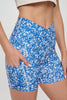 Lilly - Ditsy Blue Sky - Cross Over Shorts w Pocket 5" (High-Waist)