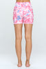 Mia Shorts - Pink Floral Stamp w Pockets 5" (High-Waist) - LIMITED EDITION