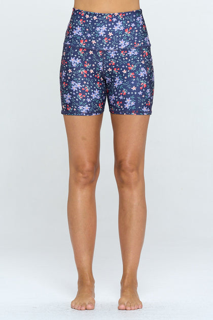 Mia Shorts - Navy Purple Flower w Pockets 5