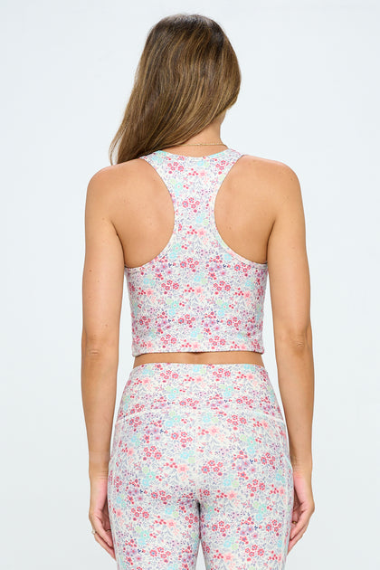 Kendall -  Snow Garden Compression Crop Tank**SALE**