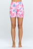 Mia Shorts - Pink Floral Stamp w Pockets 5" (High-Waist) - LIMITED EDITION