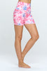 Mia Shorts - Pink Floral Stamp w Pockets 5" (High-Waist) - LIMITED EDITION