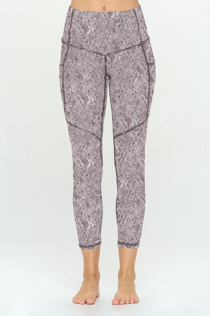 Liz - White Snake Taupe w Pockets 7/8 Legging