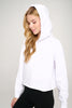 Shea - White Mid Crop French Terry Hoodie - LIMITED EDITION