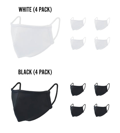 Unisex Washable Black or White Anti-Microbial Polyester Protective Face Mask