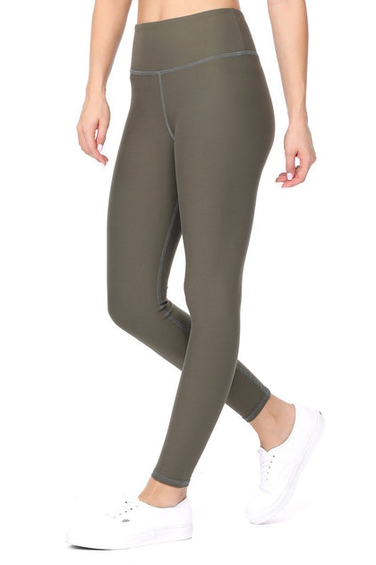 Amy - Plain Agave Green Brushed 7/8 Legging - evcr2