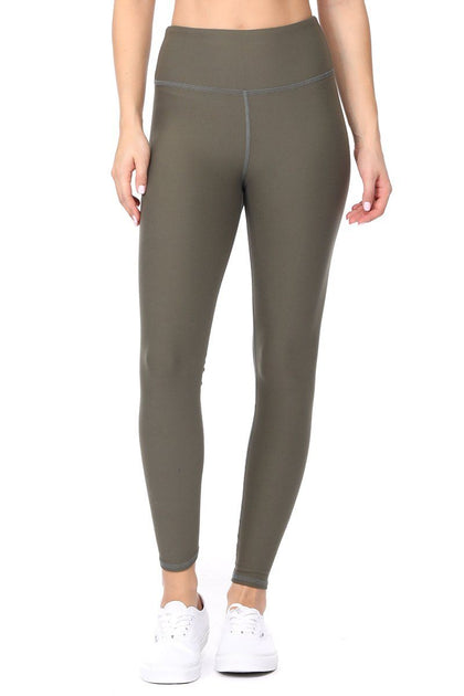 Amy - Plain Agave Green Brushed 7/8 Legging - evcr2