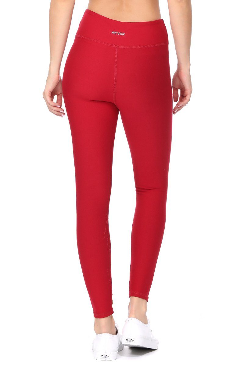 Amy - Plain Crimson 7/8 Middi Legging (Regular-Waist) - FINAL SALE – EVCR