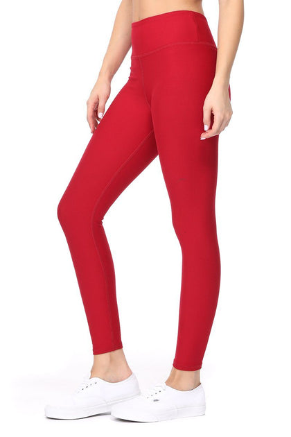 Amy - Plain Crimson Brushed 7/8 Legging - evcr2