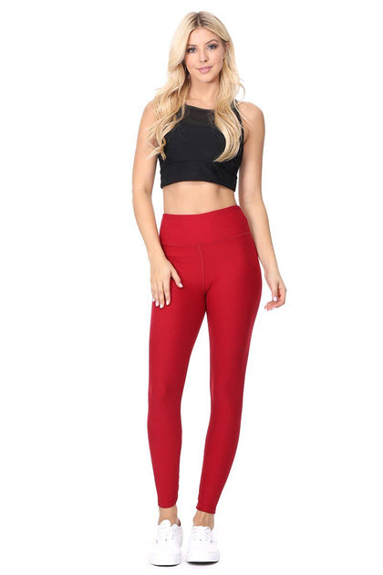 Amy - Plain Crimson Brushed 7/8 Legging - evcr2