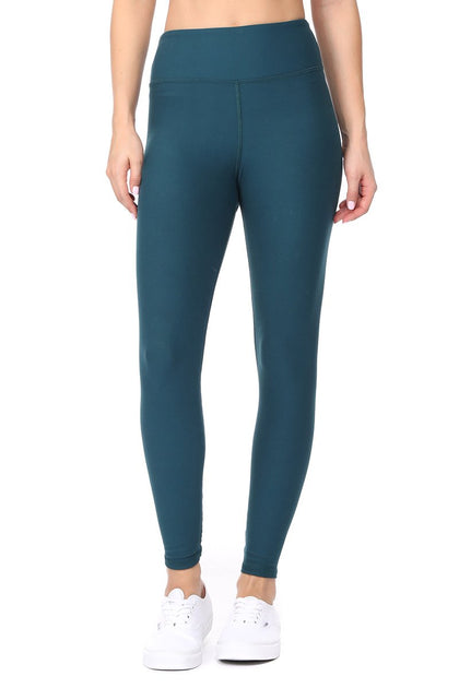 Amy - Plain Leafy Teal Brushed 7/8 Legging - evcr2