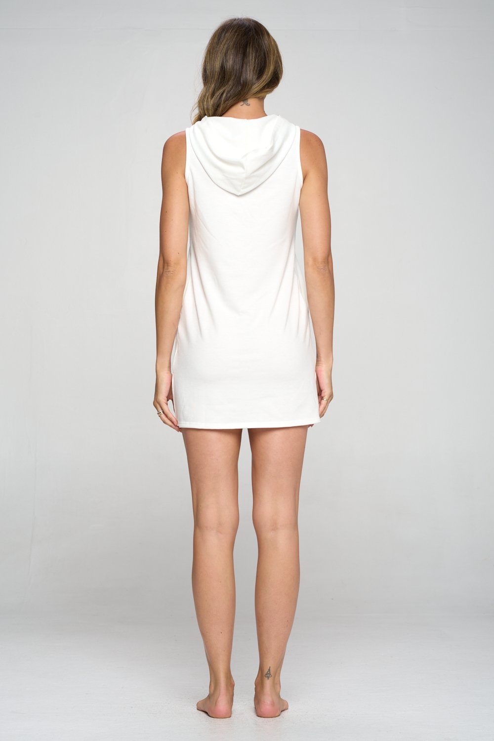Athena - Ivory Tank Dress w Hood