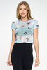 Bailey - Blue Cloud Butterfly Mesh Crop Tee