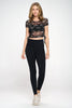 Cassidy - B/W Butterfly Mesh Cinch Side Crop Tee