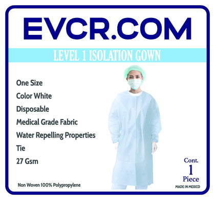 Disposable Medical Grade Isolation Gown (Level 1) (Medical Grade) (White) NO RETURNS 
