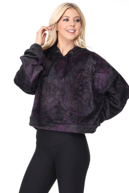 Farin - Hamsa Hand Crop Drawstring Hoodie Activewear