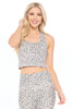 Kendall - Abstract Grey Cheetah Compression Crop Tank**SALE**