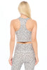 Kendall - Abstract Grey Cheetah Compression Crop Tank