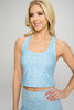 Kendall - Baby Blue Cheetah Compression Crop Tank