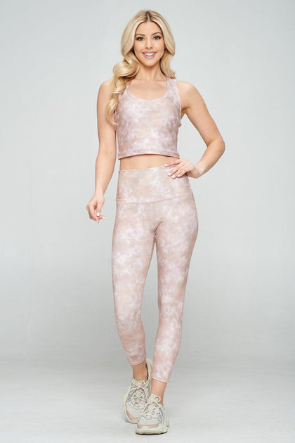 Kendall - Besmirch Mauve Tie Dye Compression Crop Tank Activewear