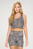 Kendall - Brown Black Abstract Animal Print Compression Crop Tank
