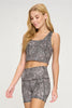 Kendall - Brown Black Abstract Animal Print Compression Crop Tank
