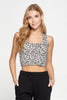 Kendall - Cream Abstract Cheetah Airbrush Compression Crop Tank