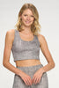 Kendall - Grey Gator Skin Compression Crop Tank