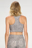 Kendall - Grey Gator Skin Compression Crop Tank