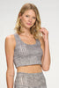 Kendall - Grey Gator Skin Compression Crop Tank