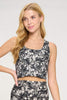 Kendall - Ivory Black Sunflower Compression Crop Tank**Final Sale**
