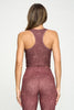 Kendall - Burgundy Snake Skin Compression Crop Tank