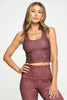 Kendall - Burgundy Snake Skin Compression Crop Tank