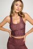 Kendall - Burgundy Snake Skin Compression Crop Tank