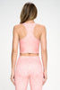 Kendall - Peach Mineral Wash Compression Crop Tank