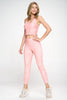 Kendall - Peach Mineral Wash Compression Crop Tank - FINAL SALE