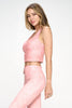 Kendall - Peach Mineral Wash Compression Crop Tank - FINAL SALE