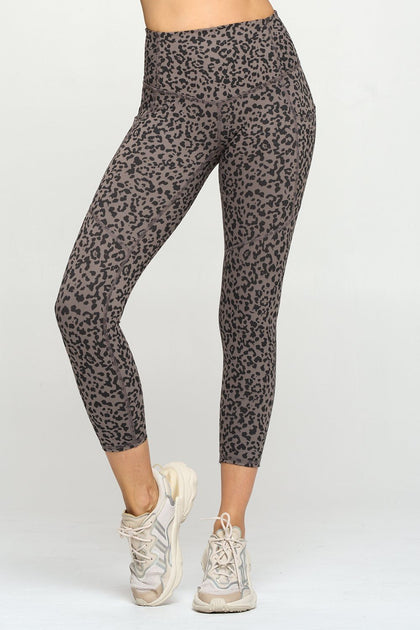 Brown Abstract Cheetah Pockets 7/8 Legging Activewear