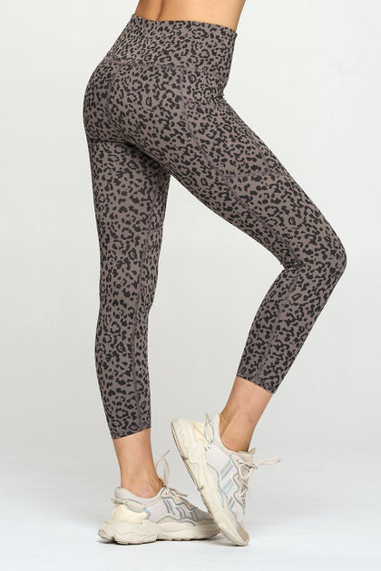 Brown Abstract Cheetah Pockets 7/8 Legging Activewear
