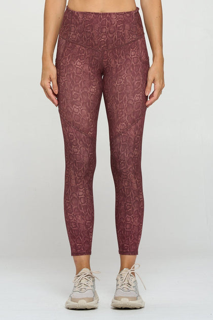 Burgundy Snake Skin w Pockets 7/8 Legging Activewear