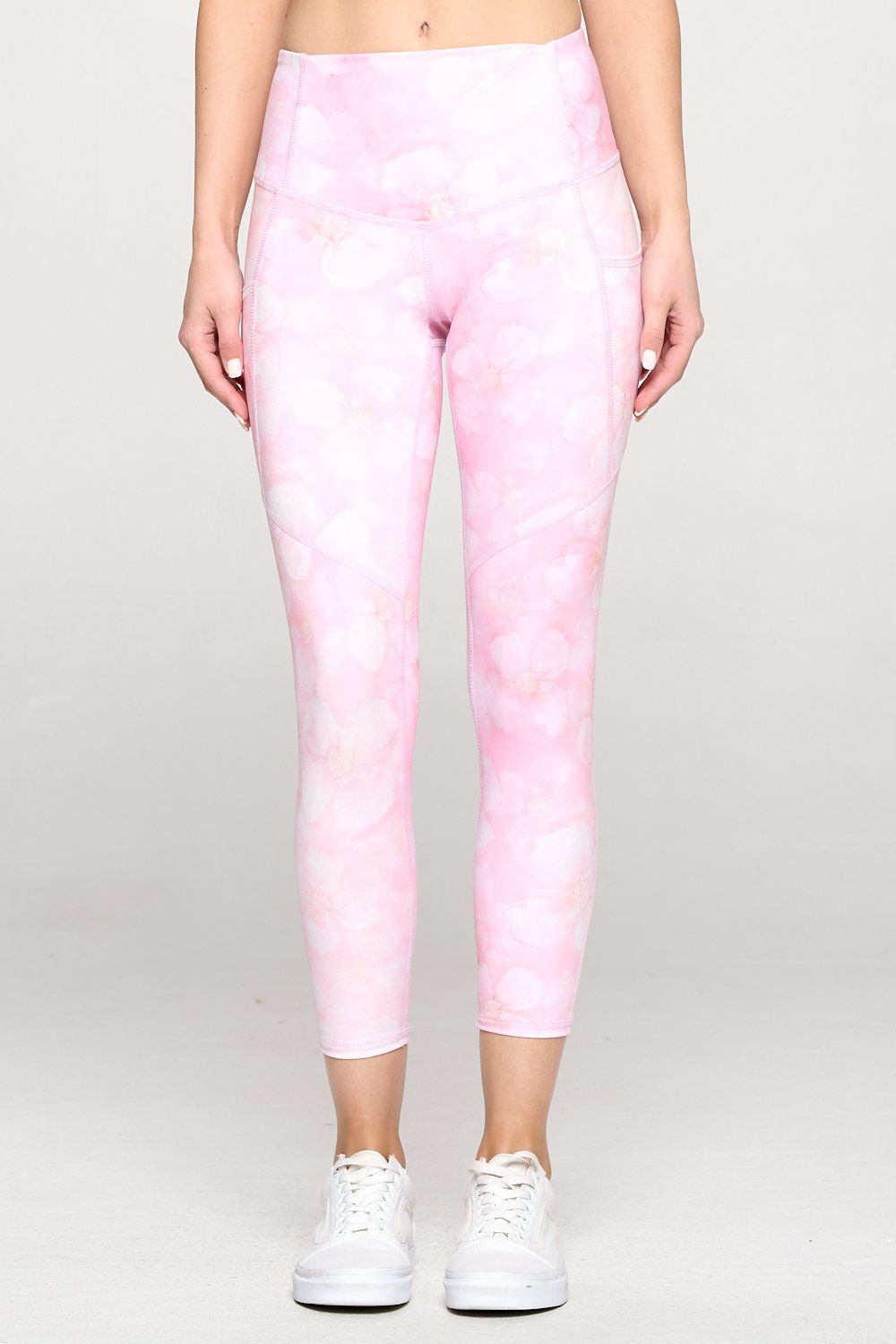 Liz - Pink Marble Floral w Pockets 7/8 Legging - FINAL SALE