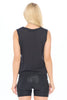 Megan - Black Cheetah Burnout Tank