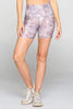Mia Shorts - Lavender Watercolor Shorts w Pockets 5" (High-Waist SLIM COLLECTION) SIZE UP**FINAL SALE**