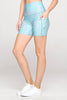 Mia Shorts - Washed Blue Garden w Pockets 5" (High-Waist)