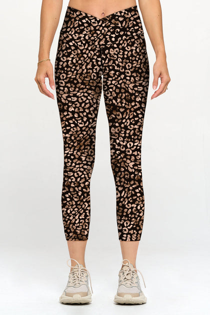 Cristina - Black and Golden Cheetah Cross Over 7/8 Legging (High-Waist) - LIMITED EDITION