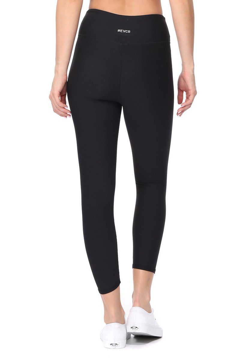 FINAL – Compression Capri - Black SALE Valerie - (Regular-Waist) Solid - EVCR