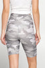 Vivian - Grey Camo Biker Shorts 8" (High-Waist) - FINAL SALE